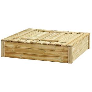 Zandbak Tom met deksel/zitbank 120 x 120 x 30 cm, groen geïmpregneerd.
