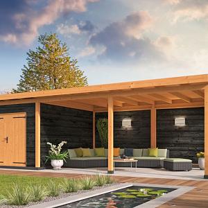 DHZ verblijf Wierden 900 x 400 cm incl. dubbele deur, horizontale wanden zwart geïmpregneerd