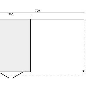 DHZ verblijf Hellendoorn 700 x 400 cm incl. dubbele deur, verticale wanden zwart geïmpregneerd