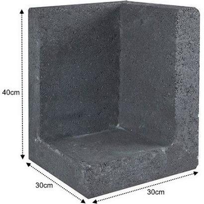 L-Element Hoek Zwart 30x30x40 cm