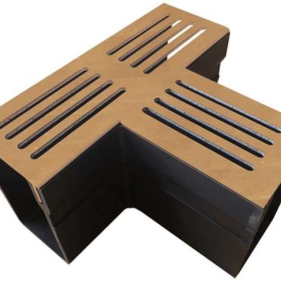 Designgoot T-stuk Cortenstaal