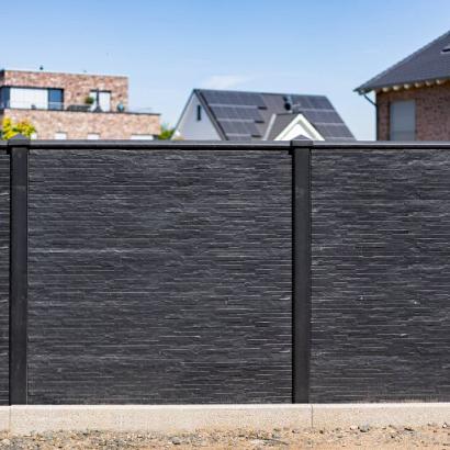 Berton©-motiefplaat antraciet gecoat H36 x D3,5 x L184 cm leisteenmotief