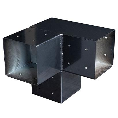Paalverbindingsstuk 3-weg zwart 12x12cm