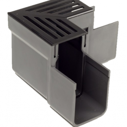 ACO Slimline hoekstuk Zwart Aluminium