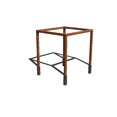 Cortenstaal pergola vierkant opstelling 274 x 250 cm exclusief betonpoer