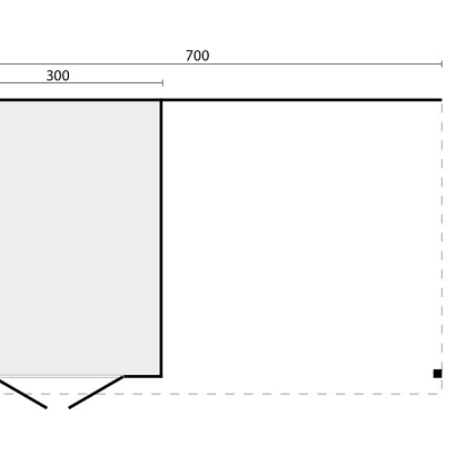DHZ verblijf Hellendoorn 700 x 400 cm incl. dubbele deur, verticale wanden onbehandeld