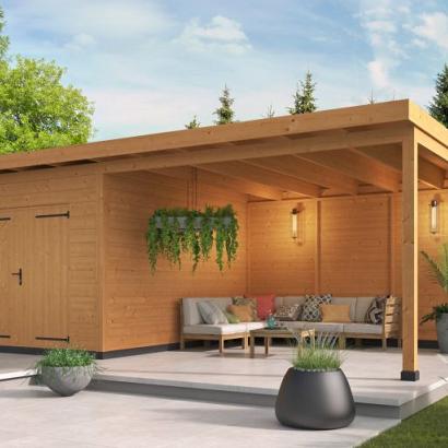 DHZ verblijf Hellendoorn 700 x 400 cm incl. dubbele deur, horizontale wanden onbehandeld