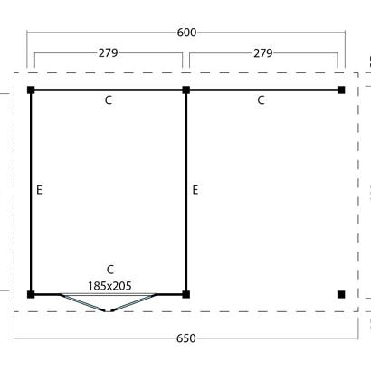 Platdak Odense XXL Samenstelling 3 Red Class Wood zwart gespoten