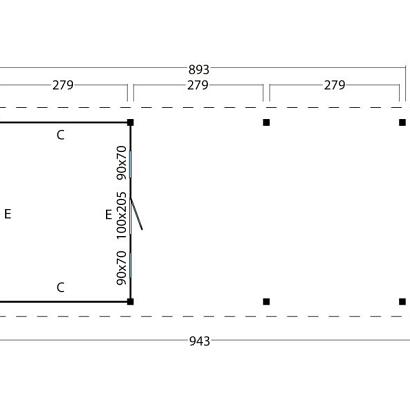Platdak Odense XXL Samenstelling 8 Red Class Wood zwart gespoten