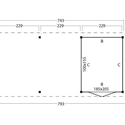 Platdak Odense XL Samenstelling 7 Red Class Wood zwart gespoten