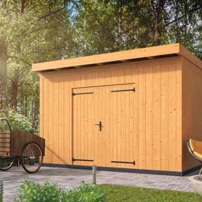 DHZ berging Enter 400 x 300 cm incl. dubbele deur, verticale wanden onbehandeld