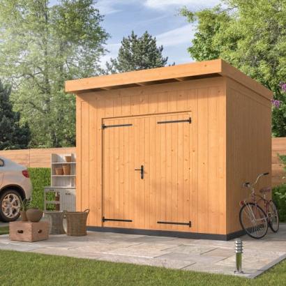 DHZ berging Almelo 300 x 300 cm incl. dubbele deur, verticale wanden onbehandeld