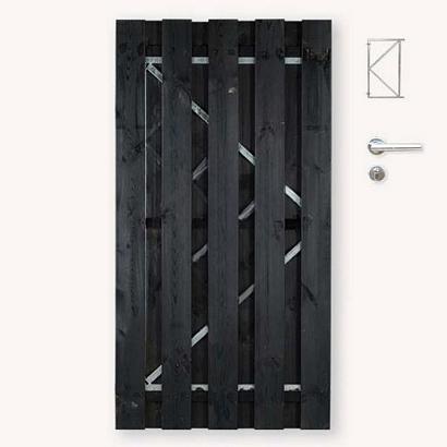 Tuindeur zwart grenen gem. doorkijk | verzinkt frame