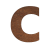 Cortenstaal huisnummer c - 10 cm